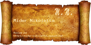 Mider Nikoletta névjegykártya